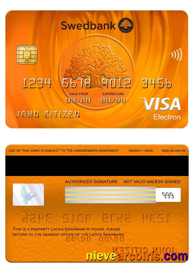 Latvia Swedbank visa electron card